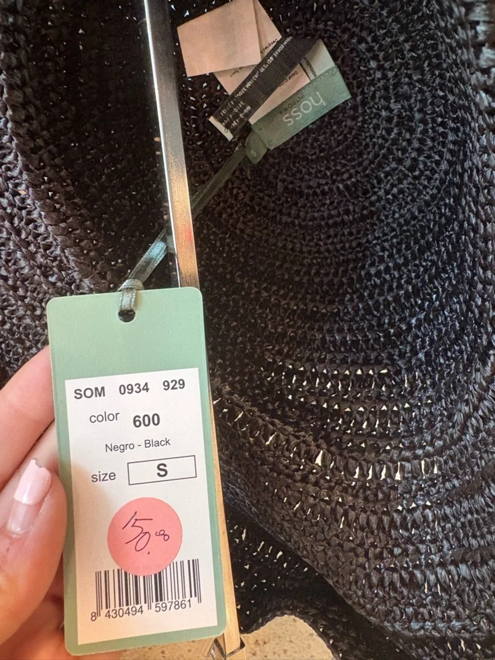 Black Crochet Wide-Brim Sun Hat for Women